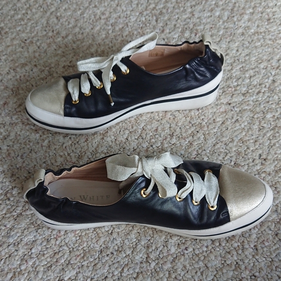 Ron White Nova Metallic Leather Wedge Sneakers size 8.5 - Picture 4 of 14